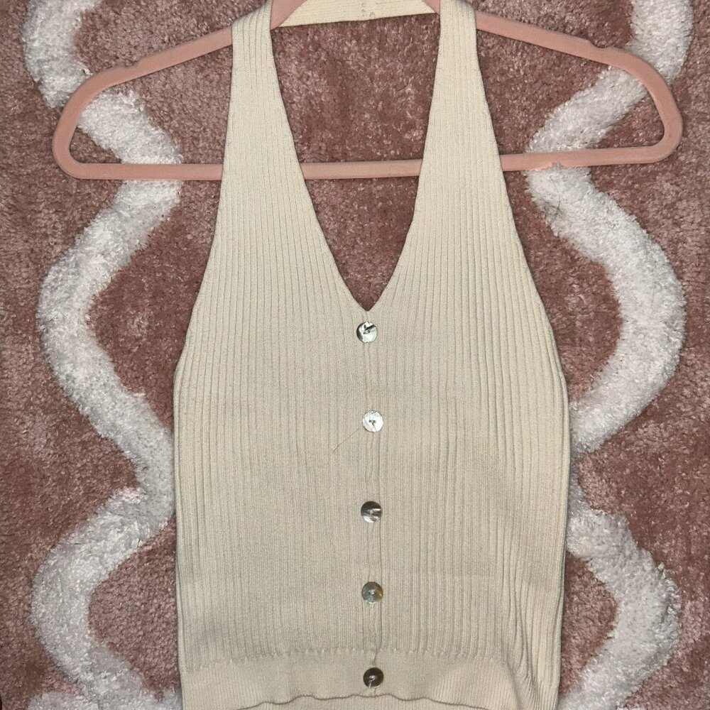 Boutique Europa - VINTAGE - S - Cream Color - Crop Top - Halter Top